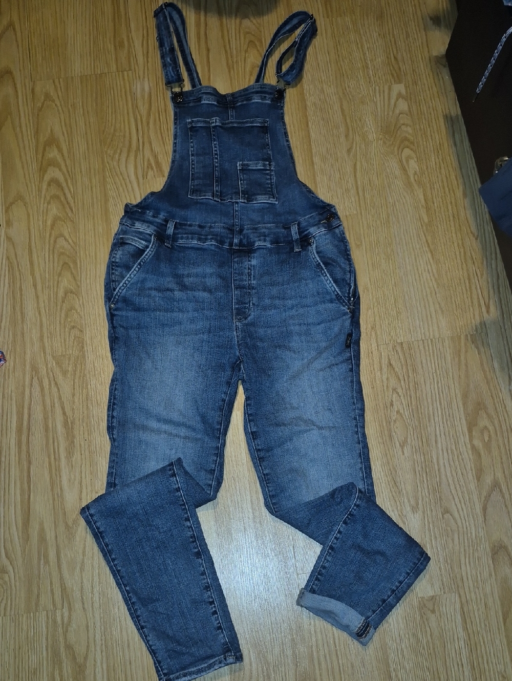 WOMENS SILVER JEANS Classic Blue Denim Overalls WITH STRETCH..SIZE M